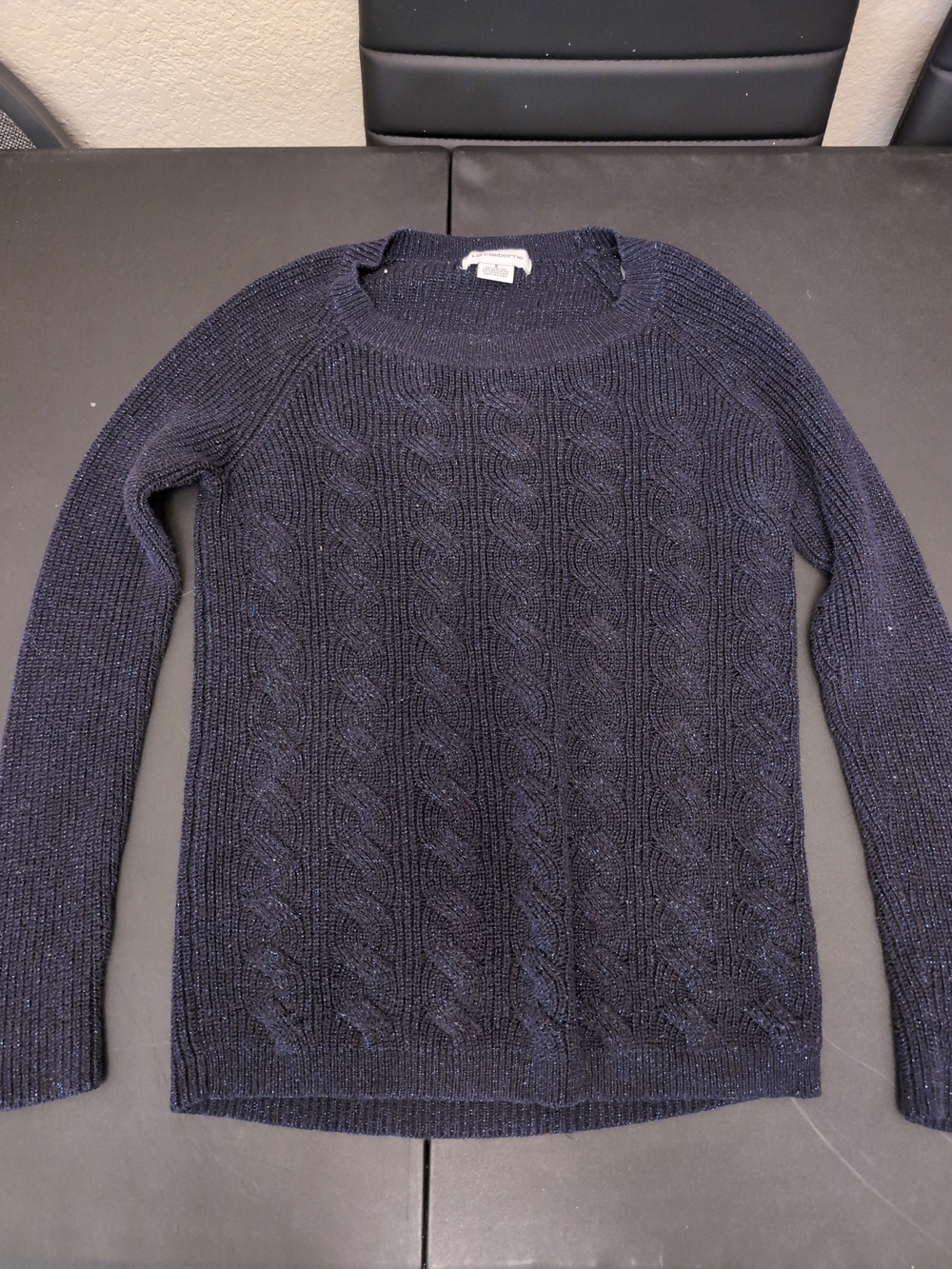 Liz Claiborne Navy Cable Crewneck Sweater